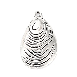 Antique Silver Tibetan Style Alloy Pendants, Shell, Antique Silver, 30x17x3.5mm, Hole: 1.6mm, about 204pcs/500g