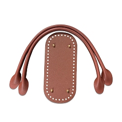 Верблюжий Pu кожа вязание крючком овальные сумки дно и ручки сумки, верблюжие, внизу: 220x100 мм