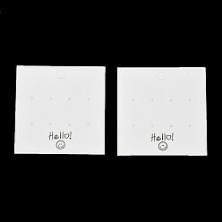 Белый Бумажные серьги-колье с улыбающимся лицом, карточки для демонстрации, квадратный, белые, 8x8x0.05 см, Отверстие : 2 мм & 7 мм