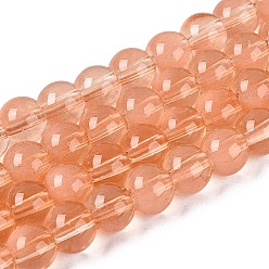 Сэнди Коричневый Прозрачные стеклянные нити, имитирующие кошачий глаз, круглые, песчаный коричневый, 5.5~6 мм, отверстие : 0.9~1 мм, около 146~149 шт / нитка, 30.31~31.5 дюйм (77~80 см)