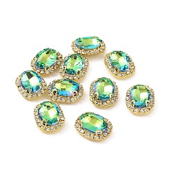 Сфинкс Овал пришиваем стразами, граненый стеклянный горный хрусталь, многожильных ссылки, с оправой из латуни золотистого цвета со стразами, сфинкс, 17.5x14x7 мм, отверстие : 1 мм