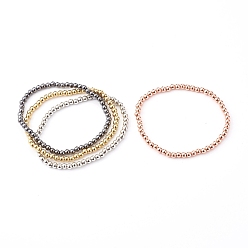 Mixed Color Brass Stretch Beaded Bracelets, Stackable Bracelets, Round, Mixed Color, Inner Diameter: 2-3/8 inch(5.9cm)