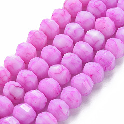 Фиолетовый Непрозрачные для выпечки расписные хрустящие бусины нитки, граненые, рондель, фиолетовые, 8x6.5 мм, отверстие : 1.2 мм, около 50 шт / нитка, 12.8 дюймов (32.5 см)