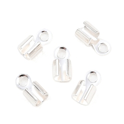 Посеребрённый Латунные складные обжимы, загибаем концы шнура, без кадмия и без свинца, 925 серебро покрытием, 9.5x5x4.8 мм, отверстие : 2.2 мм, внутренний диаметр: 4 мм