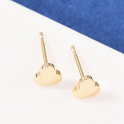 Настоящее золото 18K Серьги-гвоздики из латуни с клевером для женщин, реальный 18 k позолоченный, 5x5.5 мм