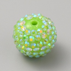 Зеленый газон Коренастый смолы горный хрусталь жевательная резинка мяч бусины, круглые, зеленый газон, 19.5~20x18 мм, отверстие : 2.5 мм