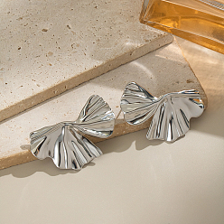 Платина 304 из нержавеющей стали листьев серьги стержня, платина, 40x22.6 мм