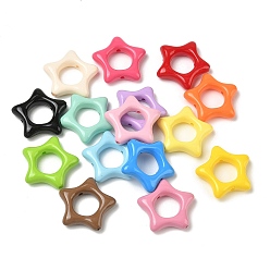 Mixed Color Baking Paint Opaque Acrylic Beads, Star, Mixed Color, 27x29x7mm, Hole: 2.2mm