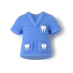 Clothes Силиконовые бусины на тему стоматологии, фокусные бусы, синие, одежда, 28x30x13.5 мм, отверстие : 2.5 мм