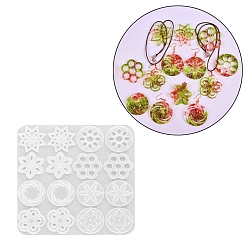 White DIY Vortex & Flower Pendant Silicone Molds, Resin Casting Molds, for UV Resin, Epoxy Resin Jewelry Making, White, 218x217x5mm, Inner Diameter: 35~49x48~50mm