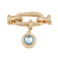 Настоящее золото 18K Плоские круглые латунные микропаве, cmолой, реальный 18 k позолоченный, 31 мм