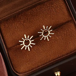 Солнце 304 из нержавеющей стали серьги, золотой свет, солнце, 14x12 мм
