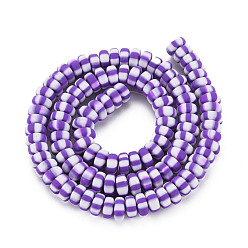 Blue Violet Handmade Polymer Clay Beads Strands, for DIY Jewelry Crafts Supplies, Flat Round, Blue Violet, 6.8~8x3mm, Hole: 1.4mm, about 110~116pcs/strand, 15.75 inch(40cm)