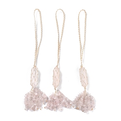 Розовый Кварц Натуральный розовый кварц рейки исцеляющий настенный подвесной кулон, камни кисточки феншуй орнамент, для украшения дома автомобиля, 230~240 мм