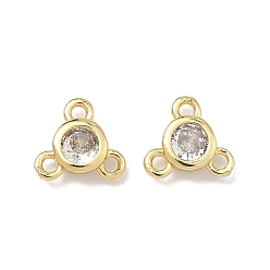 Прозрачный Латунные микропаве кубический цирконий плоские круглые компоненты люстры, долговечный, стойки покрытие, без свинца и без кадмия, реальный 18 k позолоченный, прозрачные, 7.5x8.5x3 мм, отверстие : 1.2 мм