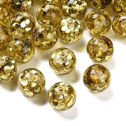 Желтый Прозрачная смола с пайетками, круглые, граненые, желтые, 16 мм, отверстие : 2 мм