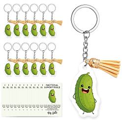 Vegetables Сделай сам наборы для ключей, включая акриловые подвески, брелок кольца, подвесные украшения с кисточками и картонные карточки для демонстрации украшений, овощи, 84x47 мм, 12 шт / комплект