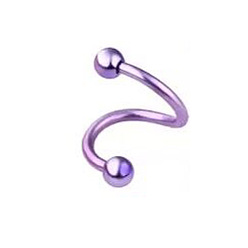 Фиолетовый 316l хирургические спиральные кольца для губ из нержавеющей стали для женщин и мужчин, фиолетовые, внутренний диаметр: 8 мм, штифты : 1.2 мм, Руководитель: 3 mm