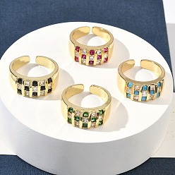 (52) Непрозрачная лаванда Открытые кольца манжеты из латуни с микропаве и кубическим цирконием, без кадмия и без свинца, долговечный, стойки покрытие, реальный 18 k позолоченный, разноцветные, 8 мм, размер США 6 (16.5 мм)