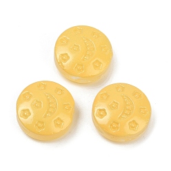 Золотистый Прозрачные стеклянные бусины, Плоский круглый с луной и звездой, спекающийся лак, золотые, 13x6 мм, отверстие : 1 мм