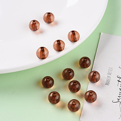 Chocolate Transparent Acrylic Beads, Round, Chocolate, 10x9mm, Hole: 2mm, about 940pcs/500g