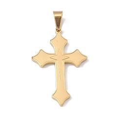 Золотой 304 подвески из нержавеющей стали, крест очарование, вакуумные покрытия, долговечный, золотые, 41x27.5x2.5 мм, отверстие : 7x4 мм