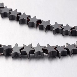 Естественный Цвет Немагнитные нити шарик синтетический гематит, матовые, звезда, первоначальный цвет, 6x6x3 мм, отверстие : 1 мм, около 82 шт / нитка, 15.7 дюйм