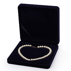 Полуночно-синий Бархат ожерелье коробки, коробка для упаковки ювелирных изделий, квадратный, темно-синий, 19x19x4 см