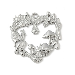 Нержавеющая Сталь Цвет 304 подвески из нержавеющей стали, подвески в виде грибной гирлянды в форме сердца, не тускнеет, цвет нержавеющей стали, 30x29x2 мм, отверстие : 2 мм