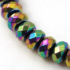 Rainbow Plated Non-magnetic Synthetic Hematite Beads Strands, Rondelle, Multi-color Plated, 6x3mm, Hole: 1mm