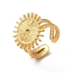 Настоящее золото 18K Ионное покрытие (ip) 304 открытые кольца манжеты из нержавеющей стали, настройки кольца для горного хрусталя, солнце, реальный 18 k позолоченный, размер США 8 1/2 (18.5 мм), пригодный для стразов 1.8 мм