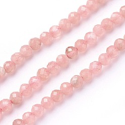 Rhodochrosite Natur argentinischen Rhodochrosit Perlen Stränge, facettiert, Runde, 2~2.5 mm, Bohrung: 0.5 mm, ca. 180~200 Stk. / Strang, 14.5~16.1 Zoll (37~41 cm)