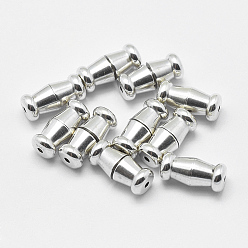 Silver 925 Sterling Silver Screw Clasps, Drum, Silver, 11x5mm, Hole: 1mm