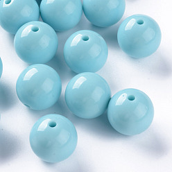 Sky Blue Opaque Acrylic Beads, Round, Sky Blue, 20x19mm, Hole: 3mm, about 111pcs/500g