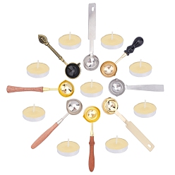Mixed Color DIY Stamp Making Kits, Including Metal Wax Sticks Melting Spoon and Candle, Mixed Color, 20pcs/set