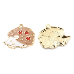 Светло-коричневый Подвески из эмали и сплава, золотые, очарование ежика, загар, 24x29.5x2 мм, отверстие : 2 мм