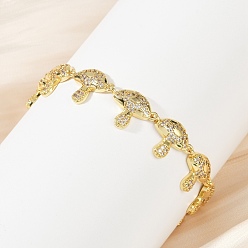 Настоящее золото 18K Браслеты из грибовидной латуни с микропаве из прозрачных кубических цирконий для женщин, без свинца и без кадмия, стойки покрытие, реальный 18 k позолоченный, 7-3/8 дюйм (18.7 см)