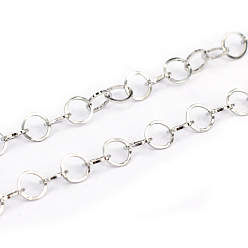 Нержавеющая Сталь Цвет Устойчивы к потускнению 304 цепи из нержавеющей стали, пайки, Плоско-овальные, цвет нержавеющей стали, 5 мм
