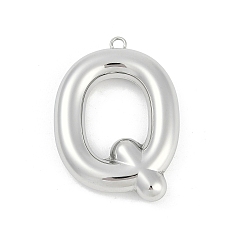 Letter Q 304 подвески из нержавеющей стали, буквенное очарование, Буква Q, 39.5x28.5x6.5 мм, отверстие : 2.3 мм