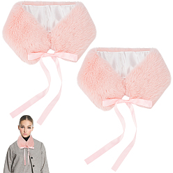 Pink 2 шт. ошейник из искусственного кроличьего меха с лентой для женщин, розовые, 1553 мм