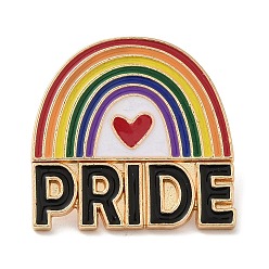 Rainbow Pride Rainbow Theme Enamel Pins, Light Gold Alloy Badge for Backpack Clothes, Colorful, Rainbow, 24.5x25x1.5mm