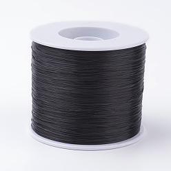 Black Korean Flat Elastic Crystal String, Elastic Beading Thread, for Stretch Bracelet Making, Black, 0.5mm, about 546.8 yards(500m)/roll