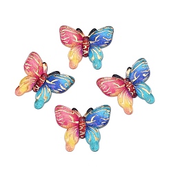 (52) Непрозрачная лаванда Печатные полупрозрачные акриловые подвески, золотой металл обвитыми, бабочка, разноцветные, 25.5x30x5 мм, отверстие : 1.4 мм