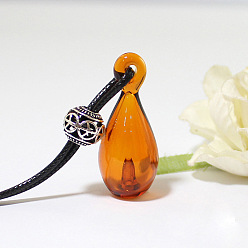 Перу Ожерелье с подвеской из стеклянного флакона духов с восковым шнуром для женщин, Перу, Кулон : 40x16 мм, 17.72 дюйм (45 см)