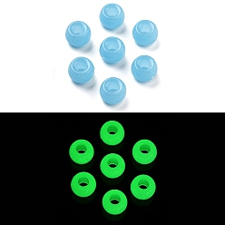 Светло-Голубой Светящиеся акриловые бусины, светится в темноте, круглые, Небесно-голубой, 9x6 мм, отверстие : 4 мм, Около 1851 шт / 500 г