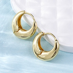 Настоящее золото 18K Толстые серьги-кольца из латуни с покрытием стойки для мужчин и женщин, реальный 18 k позолоченный, 17x18x6 мм, штифты : 0.8 мм