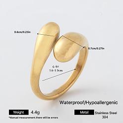 Golden 304 Stainless Steel Cuff Open Rings for Women, Golden, US Size 9(18.9mm)