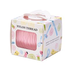 Pink Nylon Thread, Rattail Satin Cord, Pink, 1.0mm, about 76.55 yards(70m)/roll