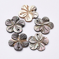 Черный Соединители с черными губами, цветок, чёрные, 19x19x2 мм, отверстие : 1~1.5 мм