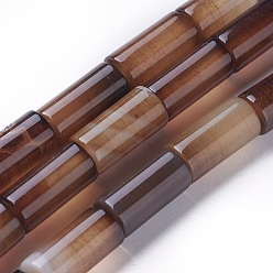 Коричневый Природные крашеные шарики агата стренг, колонка, кофе, 15~16x7~8 мм, отверстие : 1.2 мм, около 25 шт / нитка, 15.3 дюйм (39 см)